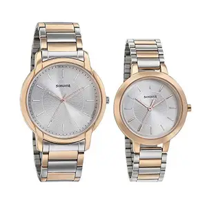 Sonata Pairs Analog Silver Dial unisex Watch 770318141KM01/NN770318141KM01/NP770318141KM01