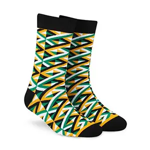 DYNAMOCKS Men & Women Crew Length Socks (Pack of 1 Pair; Multicolour; Combed Cotton; Anti Odour; Breathable; Durable) Free Size (Shoe Size India/UK 7-12)