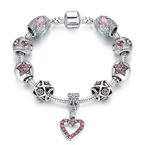 Via Mazzini Heart Charm Bracelet for Women and Girls (Bracelet0327)