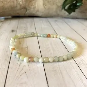 RRJEWELZ 4mm Natural Gemstone Multi Amazonite Round shape Smooth cut beads 7.5 inch stretchable bracelet for men & women. | STBR_RR_03941