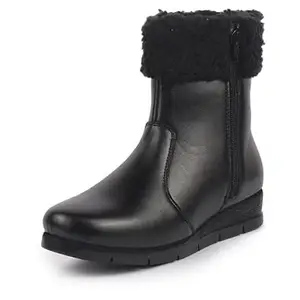 FAUSTO Women High Top Side Zipper Platform Wedge Heel Formal Furr Boot | Winter High Ankle Slip On Boots