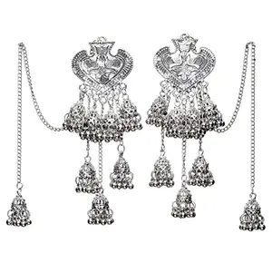 Shining Diva Fashion Latest Stylish Oxidised Chain Jhumka Earrings for Women and Girls (13190er)