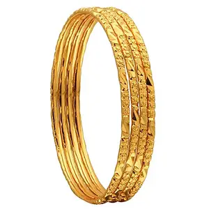 SUKRA GOLD 1 Gram Micro Gold Plated Traditional Designer Trendy Plain Bangles Sets for Women & Girls (2.6)