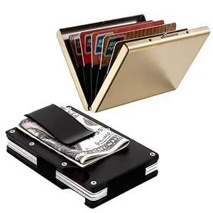 Stealodeal Black Metal Wallet Money Clip with Full Gold Limited Edition Card Holder