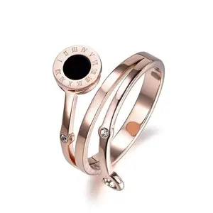 MYKI Feather-light elegance Twisted Roman Numbers Rosegold Ring For Women & Girls