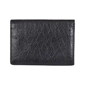 Leatherman Fashion LMN Genuine Leather Black Unisex Business Card Holder(1 CC)