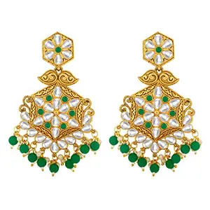 Spargz Traditional Gold Kundan & Synthetic Chandelier Earring For Women TER_546