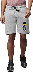 Men's Super Combed Cotton Blend Regular Fit Printed Shorts(Men_Shorts_GREY-027_XL)