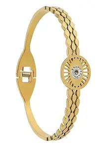 STYOLLO Stylish Golden Anti Tarnish Bracelet Kada For Women & Girls with American Diamonds | Premium Anti Tarnish Bangles Bracelet Jewellery | Gift, Couples, Girlfriend, Women-(ANT-Gold-1-EyeChakra)