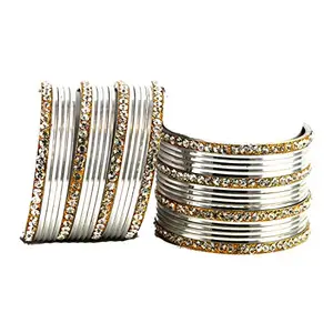 MAYA FASHION White Stone Brass Bangle Elegant Extra Large Size Bangle | Perfect Fit for Plus Size banglesTrendy and Comfortable Fit for woman and girls | (Sku-ban1403)