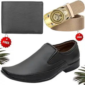 Attractive Formal Shoes/Party Shoes/Shoes Combo with Free Wallet & Belt for Men and Boys (BAZAAR5444_VTOR-BLK-2003) Multicolor