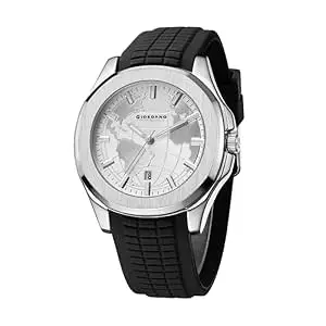 Giordano Stylish World Map Design Watch for Men with Round dial and Textured Silicone Strap