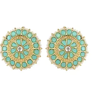 I Jewels 18K Gold Plated Traditional Kundan & Pearl Studded Earrings For Women/Girls (E7210SB)