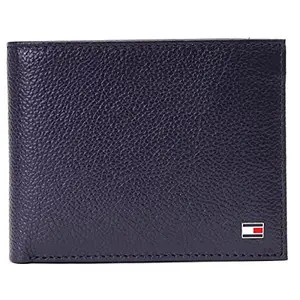 Tommy Hilfiger Chase Leather Passcase Wallet for Men - Navy, 12 Card Slots