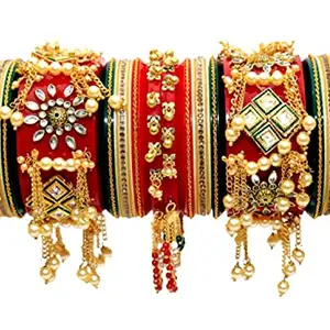 Zindura Alloy Gold-plated Rajwadi Style Bridal Chuda Bangles Set For Girls And Women