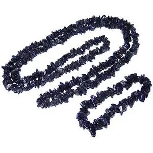Nature's Crest Blue Aventurine Natural Stone Tumbled Chip Necklace 32" & Bracelet Set Gemstone for Vastu Healing Mediation Reiki & Pooja