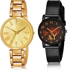 NEUTRON Formal Analog Gold and Black Color Dial Women Watch - G613-G531 (Pack of 2)
