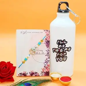 JAIPUR ACE Rakhi Set for Brother | Designer Rakhi with Stylish Quote Bottle & Roli Chawal | Thoughtful Gift Combo for Bhaiya | Personalized & Practical Gift for Brother’s Day or Rakhi