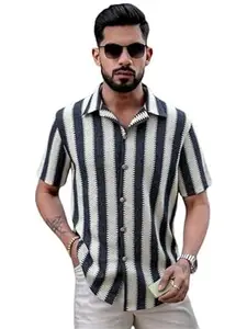 ROUGHSTER TRYKAR Mens Cotton Printed Shirt, Half Sleeve, Collared Neck, Casual Wear for Daily, Office & Outings