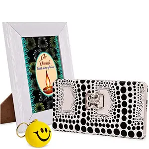 Alwaysgift On Diwali with Lots of Love Ladies Wallet, Smiley Keychain, Quotation Photo Frame Diwali Gift Hamper
