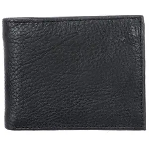 BLU WHALE Genuine Leather Classic Black Men's Wallet