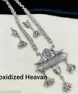 OXI Oxidised Round Chain Pendant Long Necklace For Girls and women's Design_25