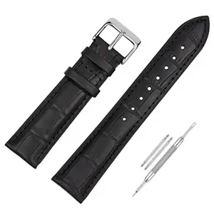 22mm Half Padded Leather Mens Watch Strap For Branded Watches Compitable with Titan, Timex, Casio, Sonata, Tool and Pins Include