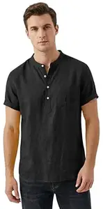 OM DESIGNER Stylish Men’s Cotton Short Kurta Regular Fit Half Sleeves Solid Traditional Casual Wear with Front Pocket Lightweight Summer Comfort for Men