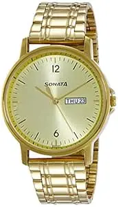 Sonata Essentials Analog Champagne Dial Men's Watch NM77083YM03/NN77083YM03/NP77083YM03
