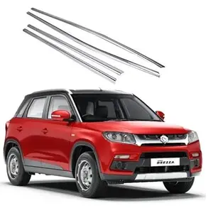 AUTOSMARTLOOK Car Lower Chrome Window Garnish for Maruti Vitara Brezza Type -1 (2016-2019) (Set of 6PCs)