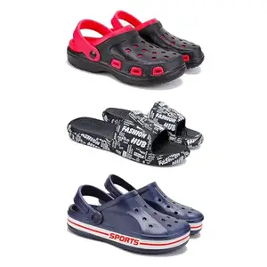 DRACKFOOT-Lightweight Classic Clogs || Sandals with Slider Adjustable Back Strap for Men-Combo(4)-3017-3103-3069-10 Blue