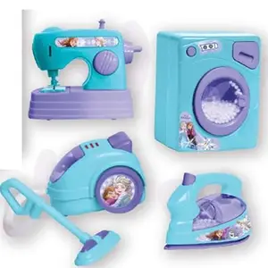 Household Toys Frozen Theme, Set of 4 Toys , 1 Washing Machine , 1 Sewing Machine , 1 Vacuume Cleaner and 1 Press, Each Toy Battery Operated