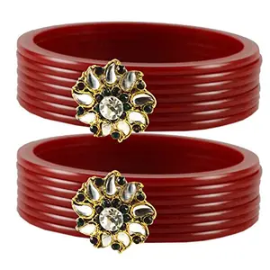 MAYA FASHION Maroon Stone Acrylic-Brass Bangle With Very Extra Large Size Elegant Extra Large Size Bangle | Perfect Fit for Plus Size banglesTrendy and Comfortable Fit for woman and girls | (Sku-ban1764)