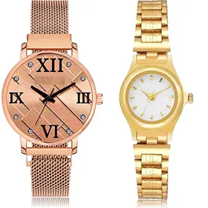 NEUTRON Stylish Analog Rose Gold and White Color Dial Women Watch - GM240-GCPL33 (Pack of 2)