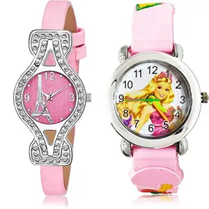 NEUTRON Analogue Analog Pink and White Color Dial Women Watch - G623-G321 (Pack of 2)