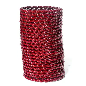 Suprimo Fashion Bangles Suprimo Fashion Metal 24 Bangles Set For Women & Girls (Mahroon, 2.2)