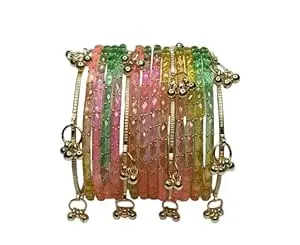 JIVANA AYURVEDIC Design Glass Bangles for Women & Girls | Elegant Shiny Traditional Chudi Set | Lightweight Festive Bangles