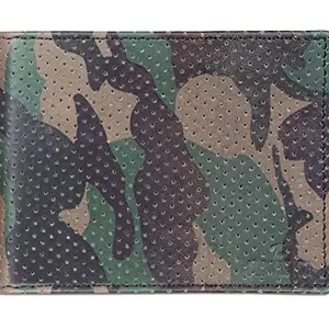 THE CLOWNFISH RFID Protected Genuine Leather Bi-Fold Wallet for Men with Multiple Card Slots, Coin Pocket & ID Window (Camouflage)