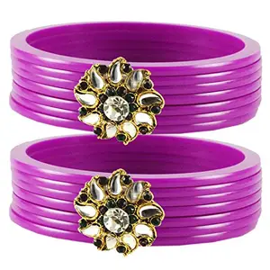 MAYA FASHION Rani Stone Acrylic-Brass Bangle With Very Extra Large Size Elegant Extra Large Size Bangle | Perfect Fit for Plus Size banglesTrendy and Comfortable Fit for woman and girls | (Sku-ban1759)