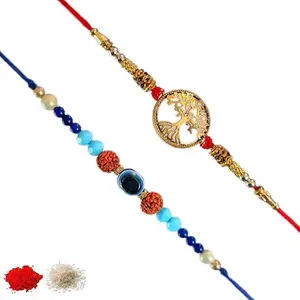 Rakhiya.com Designer Rakhi set of two, Multicolour rakhi, combo of two (set of 2), With Roli Chawal Packet 1267