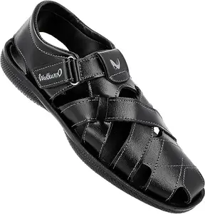 WALKAROO Mens Black Synthetic Sandal (WG5730)| 06 UK