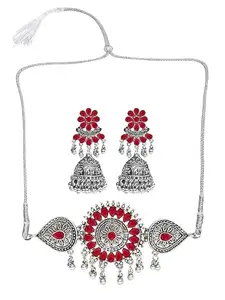 Elegant Maroon Flower Round Choker for Women – Stylish Fashion Jewelry for Every Occasion