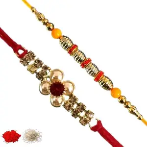 Rakhi set of 2, Rakhiya, Rakhi combo,with roli and chawal packet 467