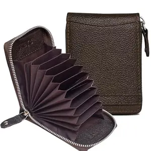ABYS Genuine Leather RFID Protected Coffee Brown Card Stock||ATM Card Holder||Business Card Holders for Unisex