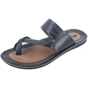 FLITE Men's Flip Flops || Men's Kohlapuri Slippers || Sandlas for Men || Ethnic Slippers for Gents and Boys (Black, 7)