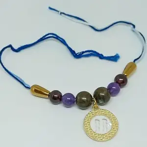 Arka Surya Crystals Natural Crystals Aquarius Zodiac Rakhi for Enhances Intuition, Balance & Protection