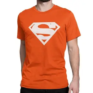 Superrman Logo Printed Cotton Orange T-Shirt for Men | Large