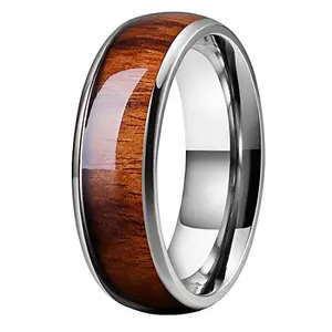 Peora 8mm Santos Rosewood Wood Titanium Band for Men Engagement Ring Ring (Size :11)