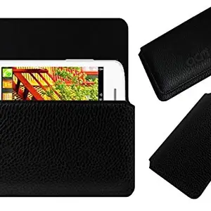 ACM Horizontal Case Compatible with Spice Buddy N-300 Mobile Leather Cover Pouch Black