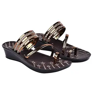 Aedee Casual Comfot Heel Wedding Party Fashion Sandal For Womens And Girls, Slip On Super Lightweight Sandal & Non-Slippery Sandal (H_107_Copper)